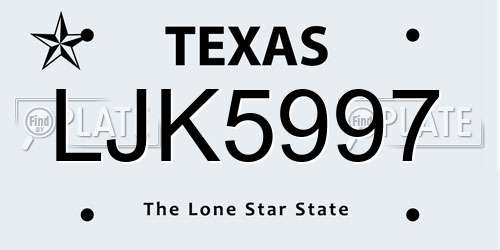 LJK5997 Texas License Plate