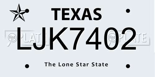 LJK7402 Texas License Plate