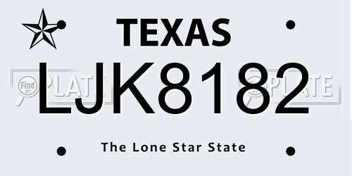 LJK8182 Texas License Plate