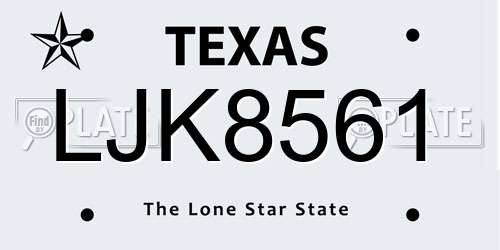 LJK8561 Texas License Plate