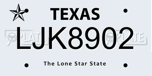 LJK8902 Texas License Plate