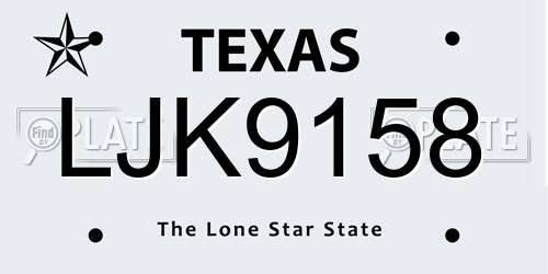 LJK9158 Texas License Plate