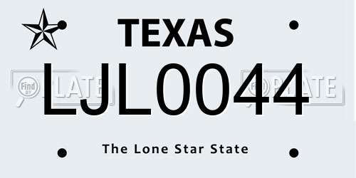 LJL0044 Texas License Plate