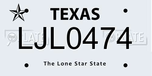 LJL0474 Texas License Plate