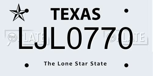 LJL0770 Texas License Plate