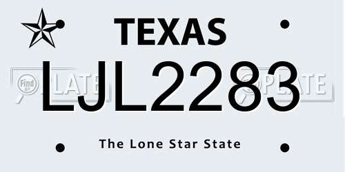 LJL2283 Texas License Plate
