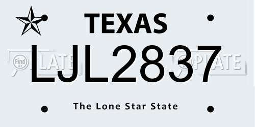 LJL2837 Texas License Plate