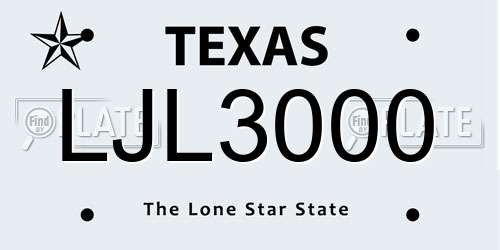LJL3000 Texas License Plate