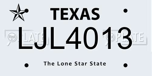 LJL4013 Texas License Plate
