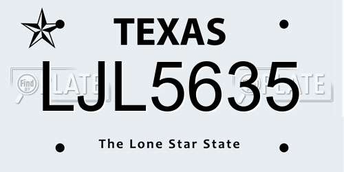LJL5635 Texas License Plate