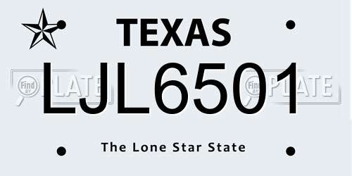 LJL6501 Texas License Plate