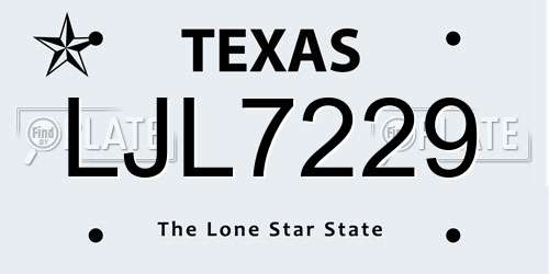 LJL7229 Texas License Plate