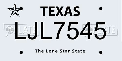 LJL7545 Texas License Plate