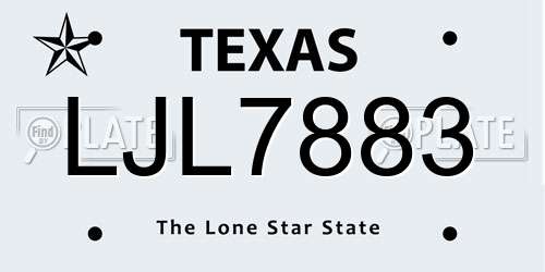 LJL7883 Texas License Plate
