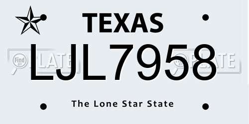 LJL7958 Texas License Plate