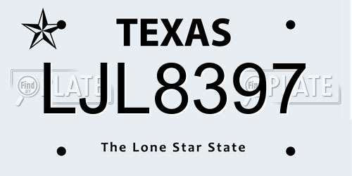 LJL8397 Texas License Plate