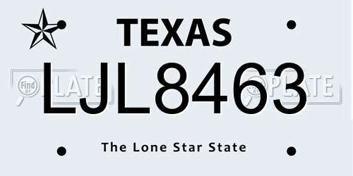 LJL8463 Texas License Plate