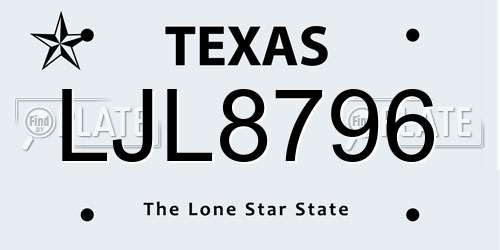 LJL8796 Texas License Plate