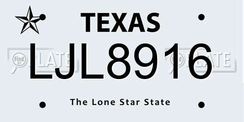 LJL8916 Texas License Plate