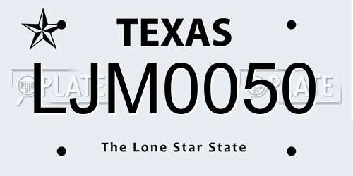 LJM0050 Texas License Plate