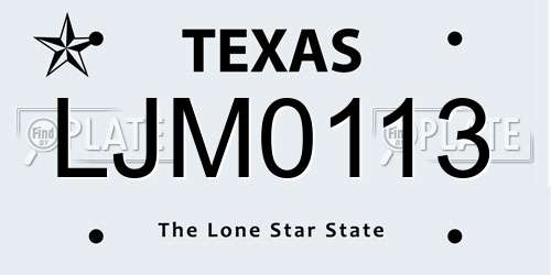 LJM0113 Texas License Plate