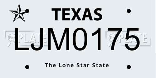 LJM0175 Texas License Plate