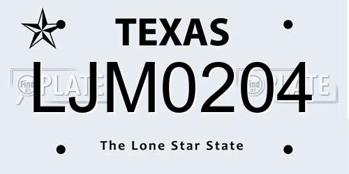 LJM0204 Texas License Plate