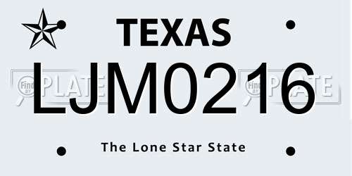 LJM0216 Texas License Plate