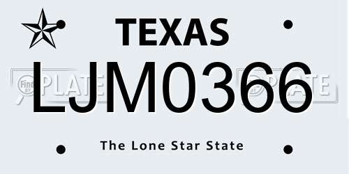 LJM0366 Texas License Plate