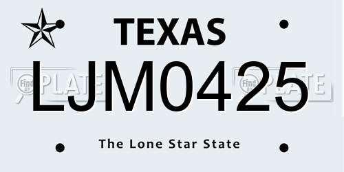 LJM0425 Texas License Plate