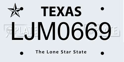 LJM0669 Texas License Plate