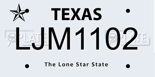 LJM1102 Texas License Plate