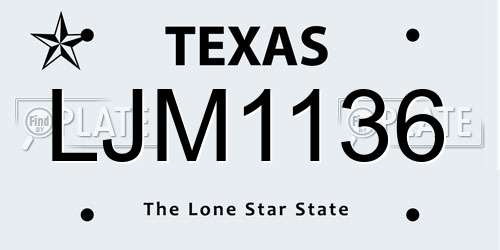LJM1136 Texas License Plate