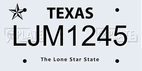 LJM1245 Texas License Plate