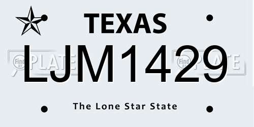 LJM1429 Texas License Plate