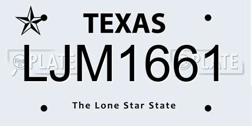 LJM1661 Texas License Plate
