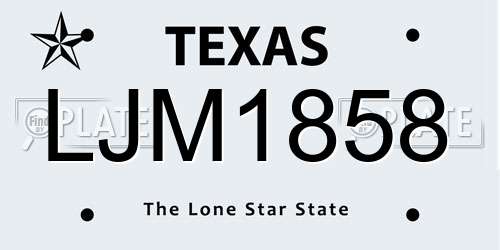 LJM1858 Texas License Plate