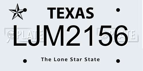 LJM2156 Texas License Plate