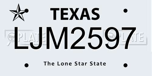 LJM2597 Texas License Plate