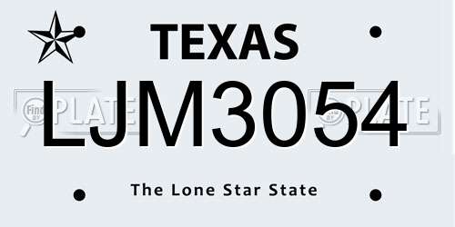 LJM3054 Texas License Plate