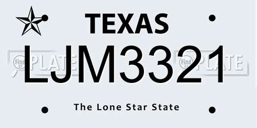 LJM3321 Texas License Plate
