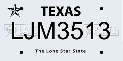 LJM3513 Texas License Plate