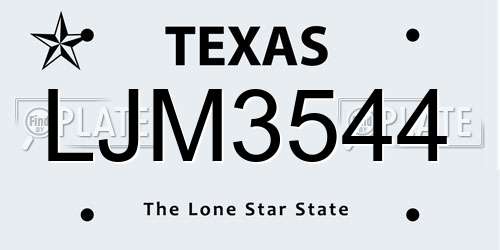 LJM3544 Texas License Plate