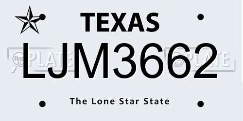 LJM3662 Texas License Plate