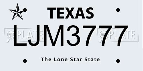 LJM3777 Texas License Plate
