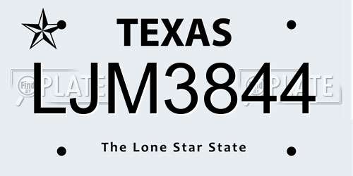 LJM3844 Texas License Plate