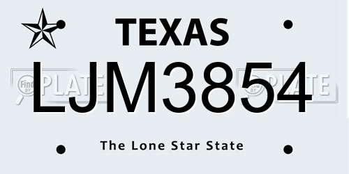 LJM3854 Texas License Plate