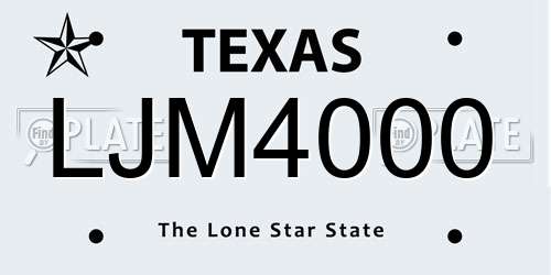 LJM4000 Texas License Plate
