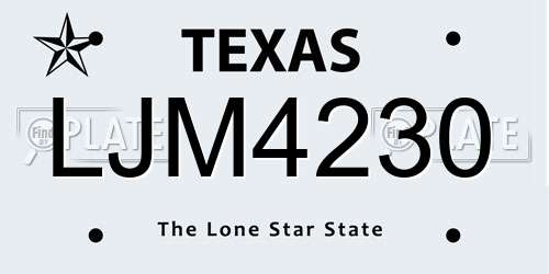 LJM4230 Texas License Plate