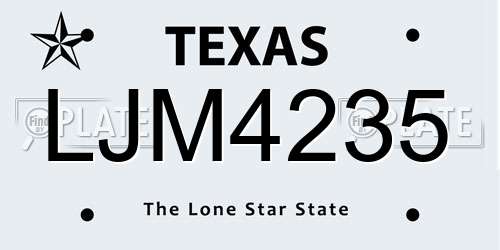 LJM4235 Texas License Plate